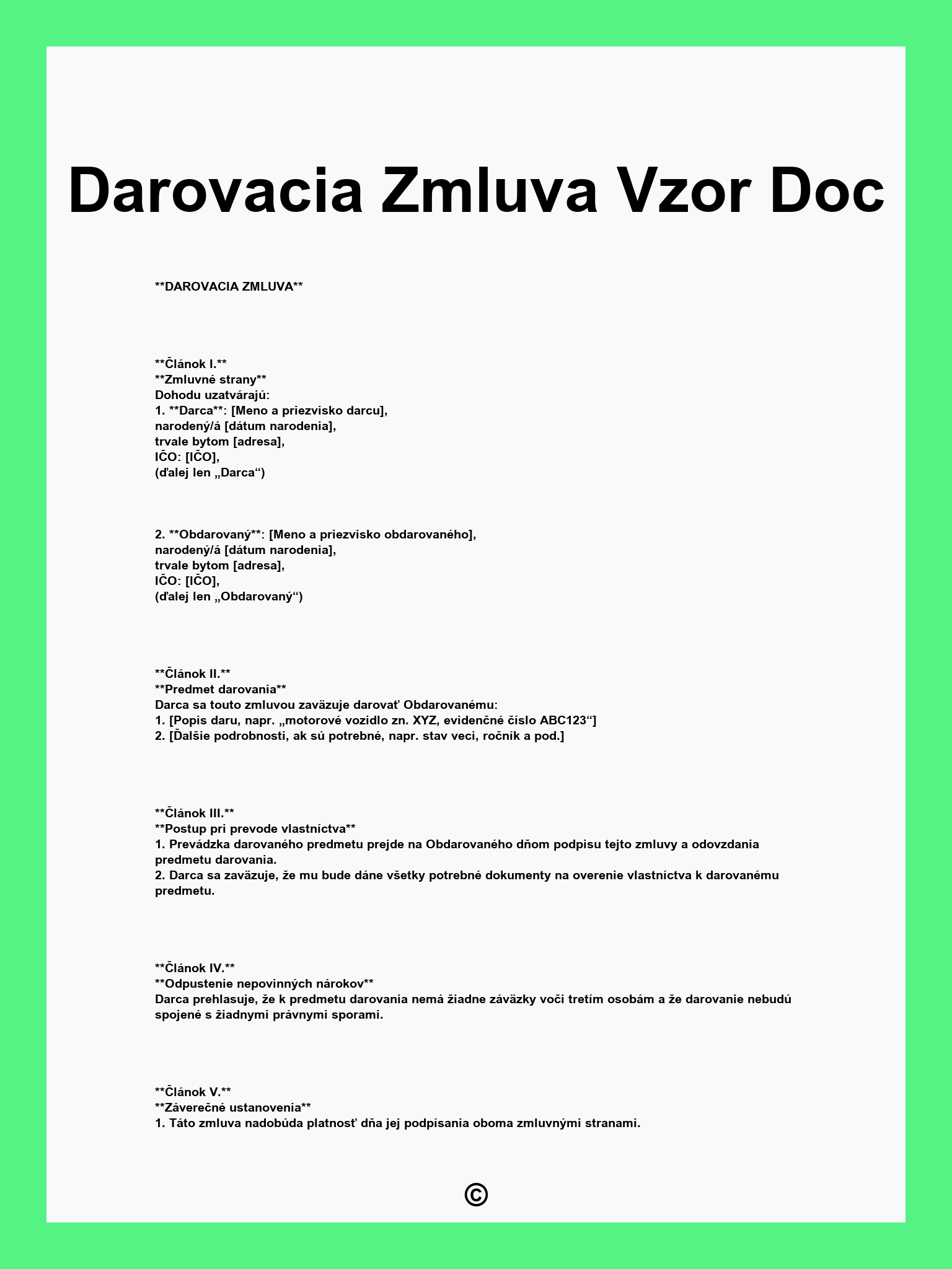 Darovacia Zmluva Vzor Doc
