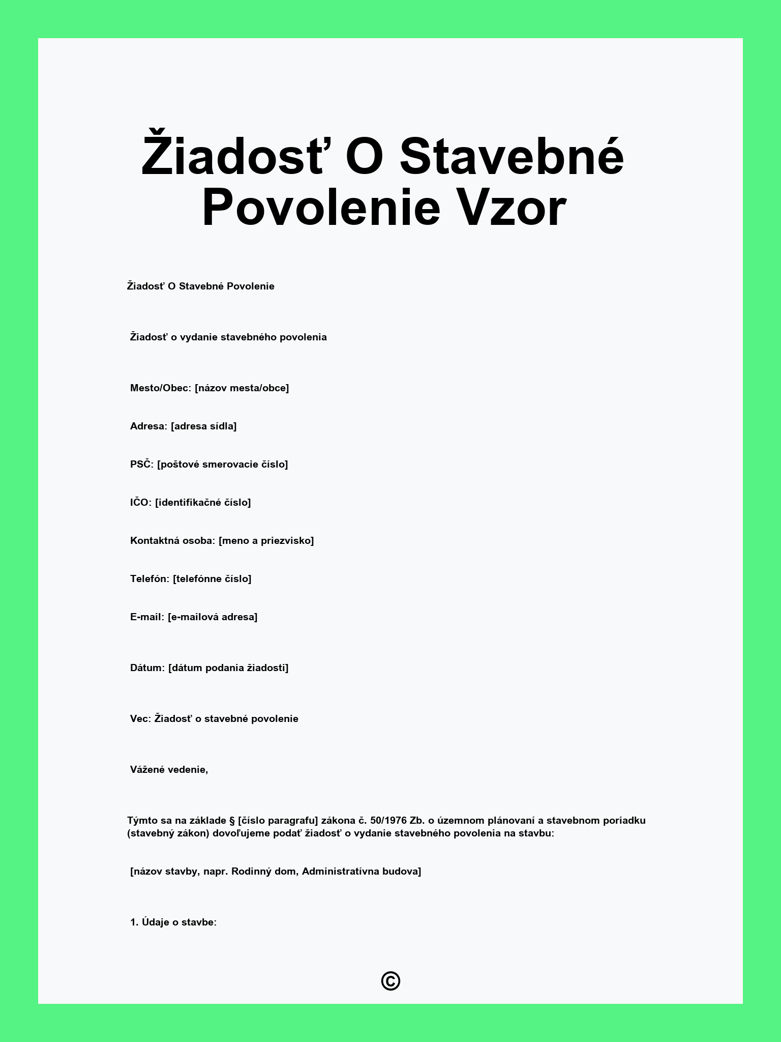 Žiadosť O Stavebné Povolenie Vzor